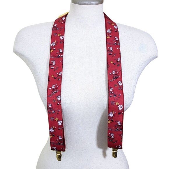 Vintage CAS German Suspenders Christmas Santa Claus Playing Sports North Pole - Picture 2 of 8